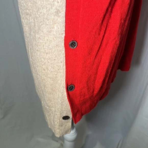 women’s wool blend red & tan colorblock J Crew sweater with buttons size small - Picture 4 of 6